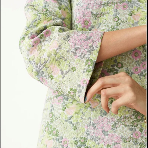 NWT & Other Stories Open Back Jacquard Mini Dress SIZE 36 mint green floral - Picture 4 of 9